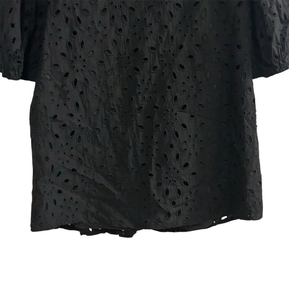 PrettyGarden Women's Black Embroidered‎ Blouse L Long Puff Sleeve - Picture 12 of 14